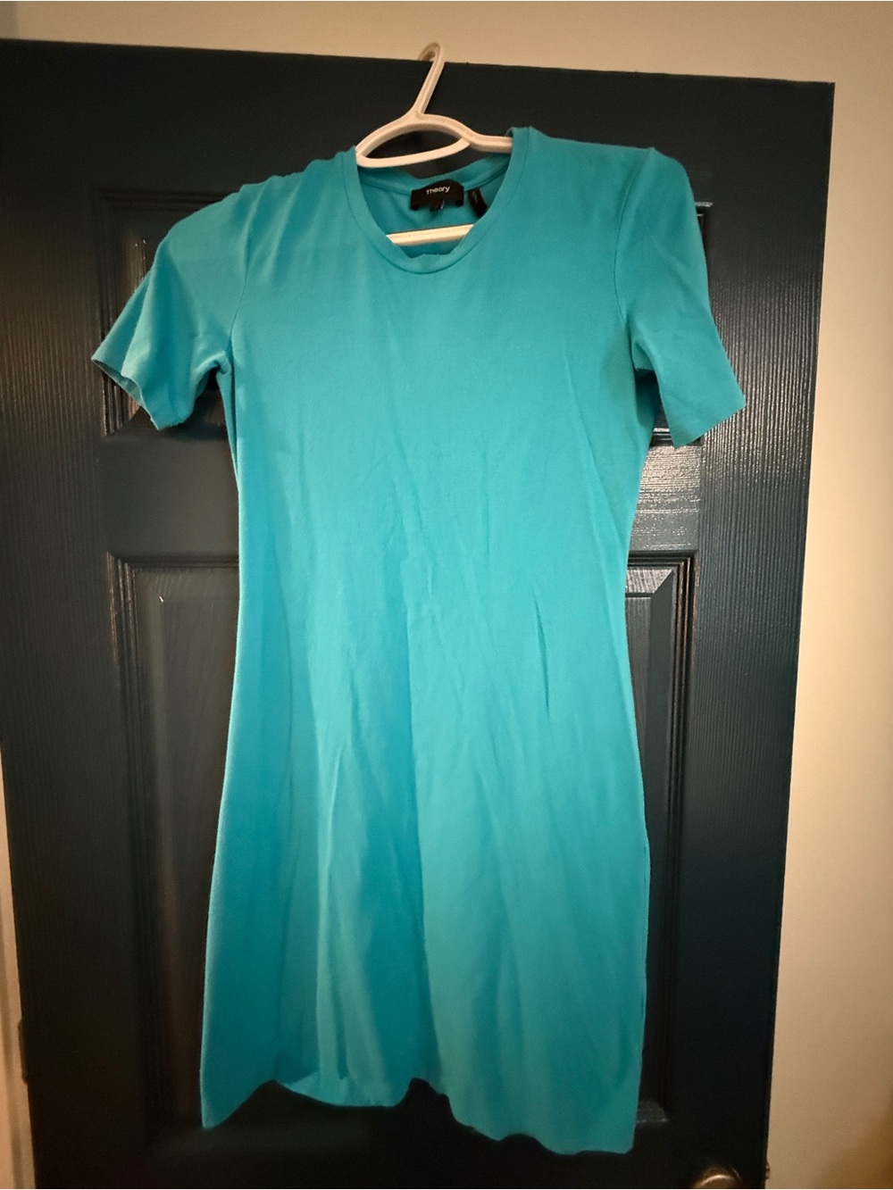 Theory Turquoise Blue Short Sleeve T-Shirt Dress Petite P